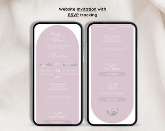 Custom - Baby in Bloom Baby Shower Invitation with RSVP, Editable Floral Invitation with RSVP, Baby Girl Shower, Pink Baby Shower Invite, DF