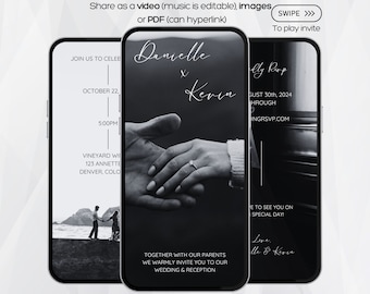 Digital Wedding Invitation, Wedding Invitation Template, Wedding Invitation, Modern Wedding Invitation, Electronic Wedding Invitation, Evite