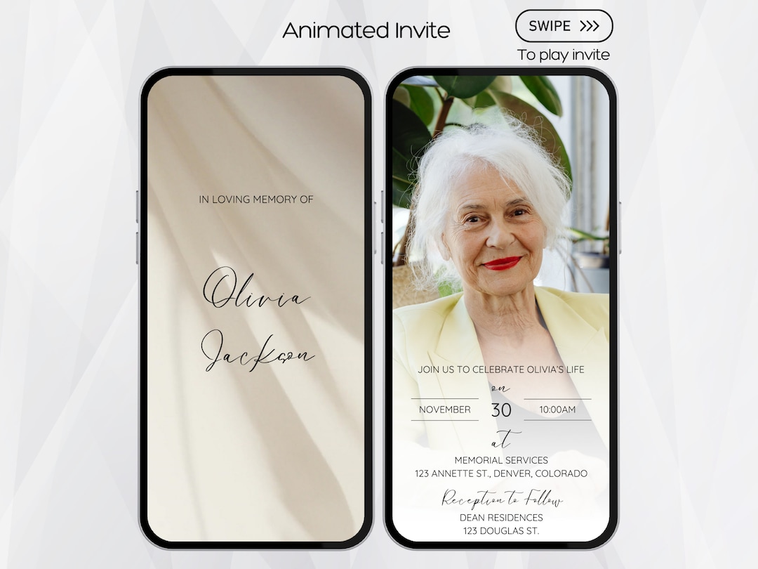 Digital Funeral Invitation, Funeral Invitation Template, Funeral