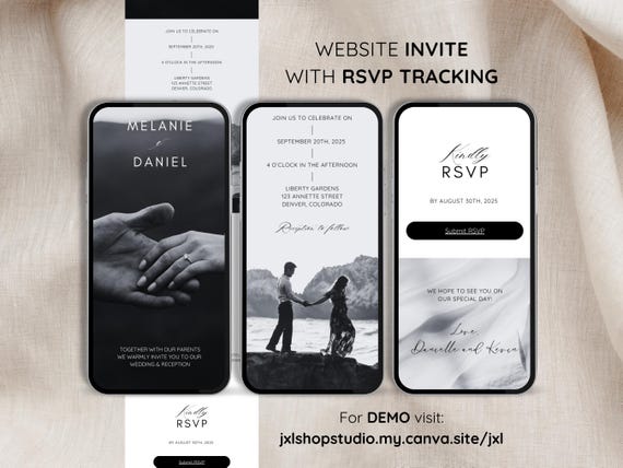 Digital Wedding Invite with RSVP, Online Invite, Digital Wedding Invitation with RSVP, Wedding Invite with RSVP, Trackable Rsvp, Clickable