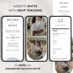 Invitación de boda digital con RSVP integrado, invitación de boda digital con RSVP, invitación de boda con RSVP, incluye RSVP, rastreable, en línea