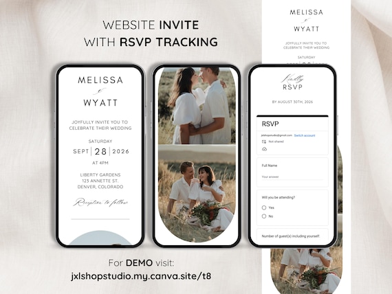 Digital Wedding Invite with Embedded RSVP, Digital Wedding Invitation with RSVP, Wedding Invite with Rsvp, includes rsvp, trackable, online