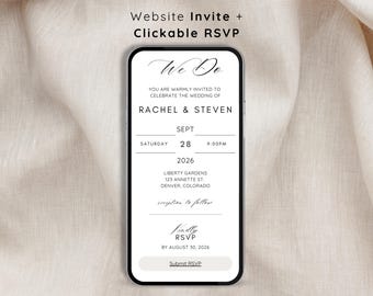 Minimalist Wedding Invitation with Clickable RSVP, Minimalist Wedding Invite with RSVP, Digital Wedding Invite with RSVP, Rsvp Included, web