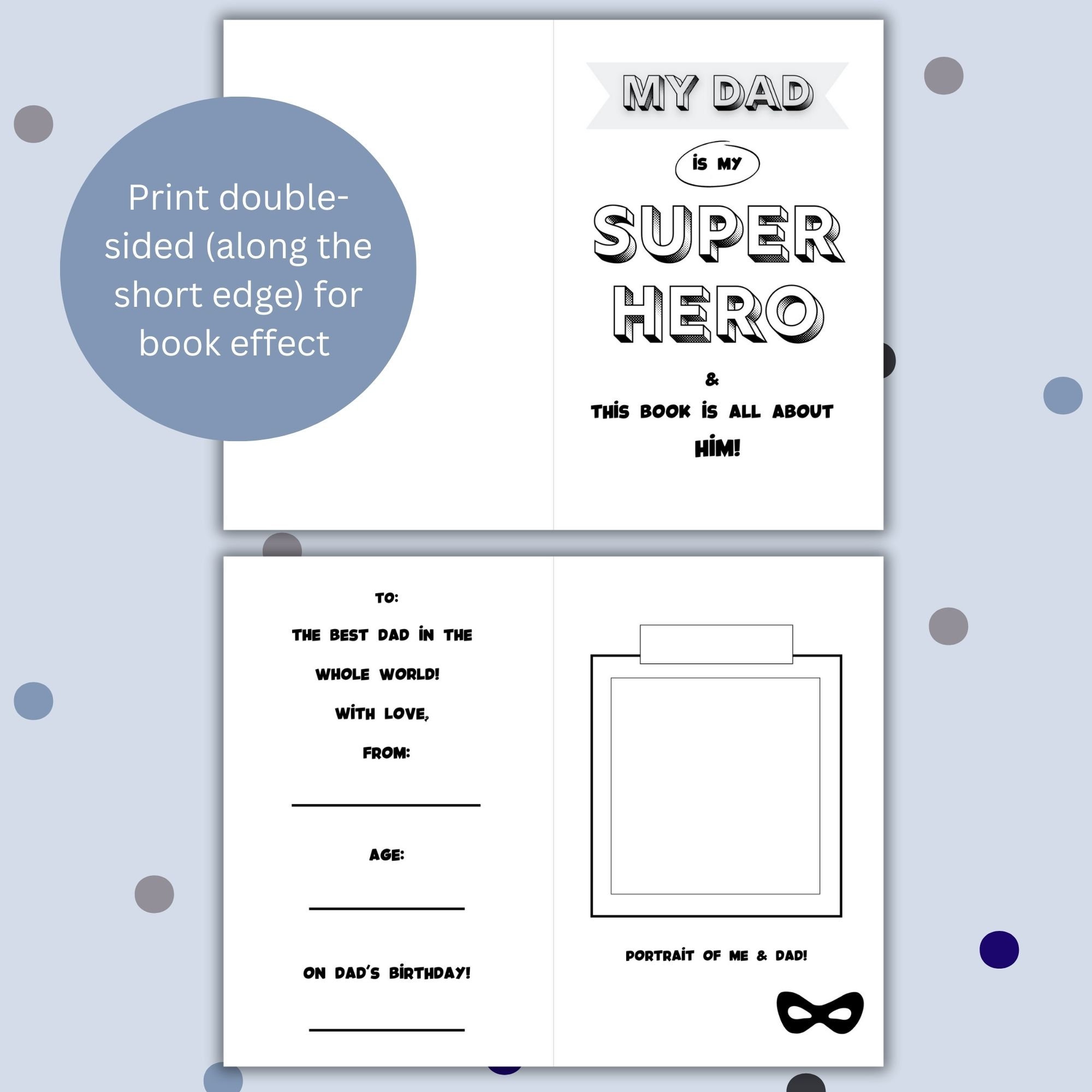 Super Hero Dad Printable Birthday Book, Birthday Card, Personalized ...