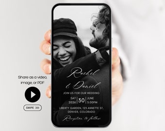 Digital Wedding Invitation Template, Modern Wedding Invitation, Animated Wedding Invitation, Wedding Invitation with Photo, Digital Invite