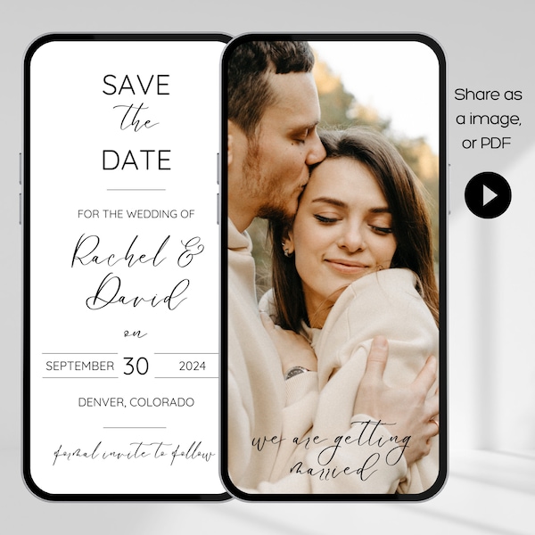 Animated Save the Date Template, Save the Date with Photo, Digital Save the Date, Electronic Save the Date, Wedding Save the Date, Save Date