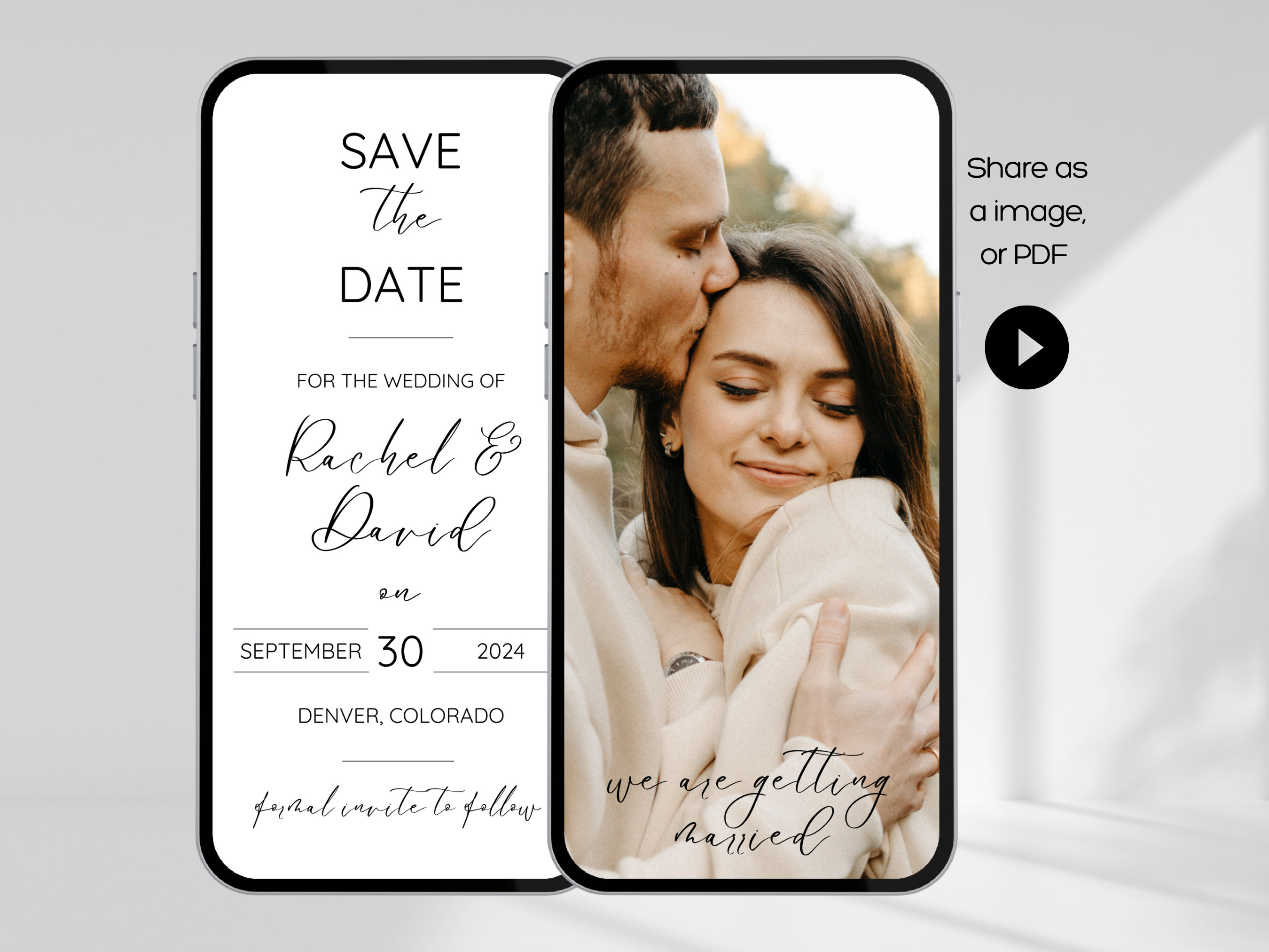 Animated Save the Date Template, Save the Date with Photo, Digital Save the Date, Electronic Save the Date, Wedding Save the Date, Save Date
