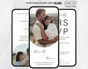 Minimalist Wedding Invitation Template, Digital Wedding Invitation, Modern Wedding Invitation, Electronic Wedding Invitation, Photo, Invite