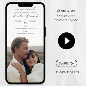 Reception Invitation Template, Elopement Announcement, Minimalist Reception Invitation, Reception Party Invitation, Every After Party Invite