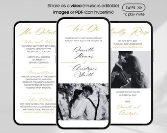 Digital Wedding Invitation, Elegant Wedding Invitation, Minimalist Wedding Invitation, Electronic Wedding Invitation, Digital Wedding Invite