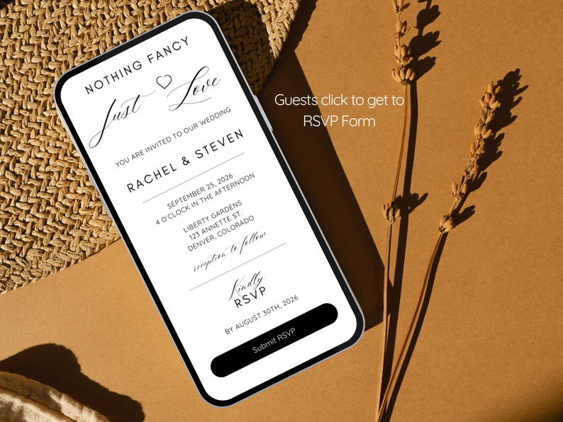 Rachel Fancy Rspb Website Minimalist Wedding Invitation, Nothing Fancy Wedding Invite ...