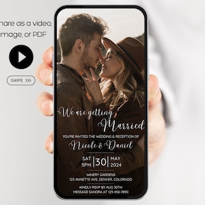 Digital Wedding Invitation Template, Wedding Invitation with Photo, Modern Wedding Invitation, Electronic Wedding Invite, Wedding Evite