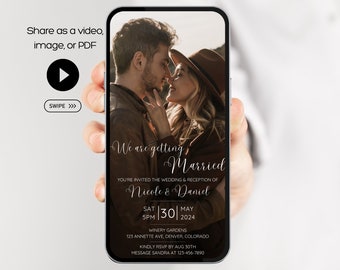 Digital Wedding Invitation Template, Wedding Invitation with Photo, Modern Wedding Invitation, Electronic Wedding Invite, Wedding Evite