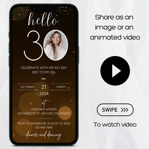 Digital Birthday Invitation Template, 30th Birthday Invitation, 60th Birthday Invitation, 30th Birthday Invite for Women, Gold Invitation