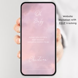 Website Pink Baby Shower Invitation, Baby Shower Invite with RSVP, Baby Shower Invitation with RSVP, Rsvp Tracking, Online, Web, Registry