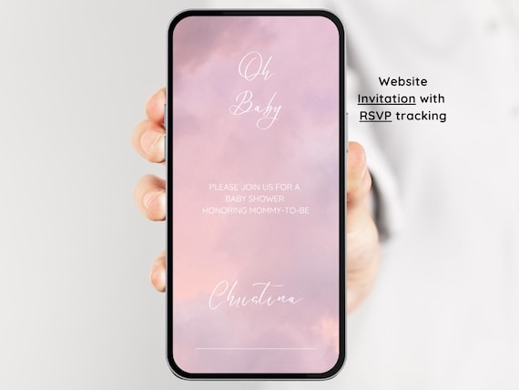 Website Pink Baby Shower Invitation, Baby Shower Invite with RSVP, Baby Shower Invitation with RSVP, Rsvp Tracking, Online, Web, Registry