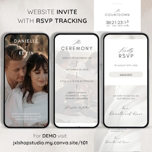 Digital wedding invitation with RSVP, Online wedding invite with rsvp tracking, wedding invite with countdown, RSVP tracking wedding invite
