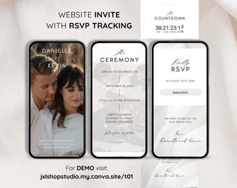 Digital wedding invitation with RSVP, Online wedding invite with rsvp tracking, wedding invite with countdown, RSVP tracking wedding invite