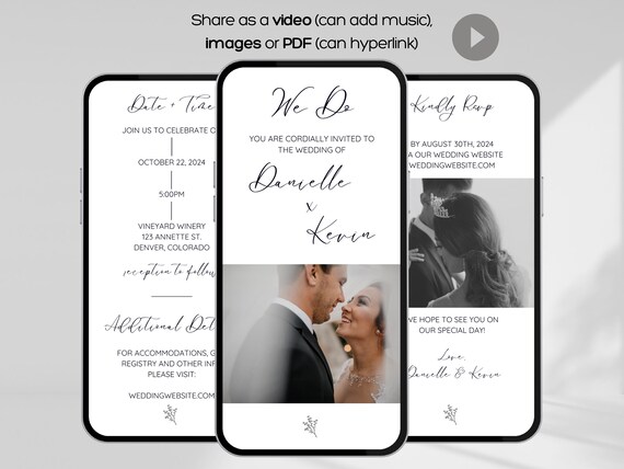 Digital Wedding Invitation, Animated Wedding Invitation, Wedding Invitation Template, Minimalist Wedding Invitation, Wedding Template, Photo