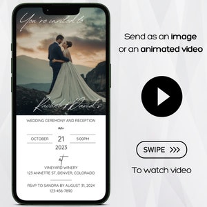 Animated Wedding Invitation with Photo, Wedding Invitation Template, Minimalist Wedding Invitation, Wedding Invitation with Photo, Digital