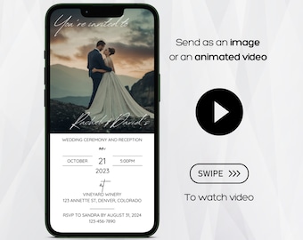 Animated Wedding Invitation with Photo, Wedding Invitation Template, Minimalist Wedding Invitation, Wedding Invitation with Photo, Digital