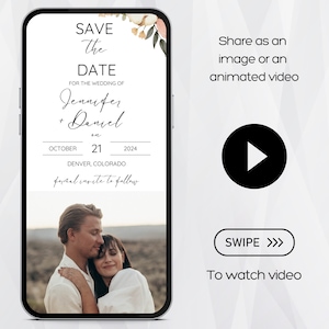 Digital Save the Date Template, Save the Date with Photo, Electronic Save the Date, Floral Save the Date, Boho Save the Date, Wedding Date
