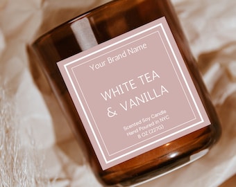 Plantilla de etiqueta de vela elegante, diseño de etiqueta de vela editable, etiqueta de vela personalizable, pegatina de vela de plantilla Canva, diseño de etiqueta de vela