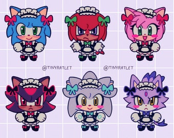 Maid Sonic Charms / Sticker Sheet