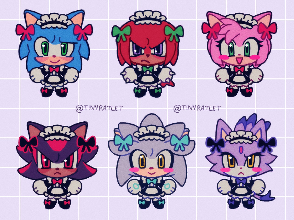 Maid Sonic Charms / Sticker Sheet