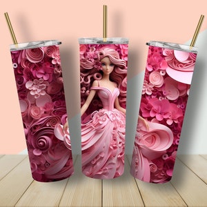 3D Quilling Paper Art of a Beautiful Princess 20 Oz skinny Tumbler Sublimation Design, Straight Tumbler Wrap, Instant Digital Download PNG