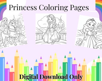 Prinses Kleurplaten, Prinses Printables, Prinses Activiteiten, Afdrukbare Kleurplaten, Prinsessenfeest Verjaardag, DIGITAAL