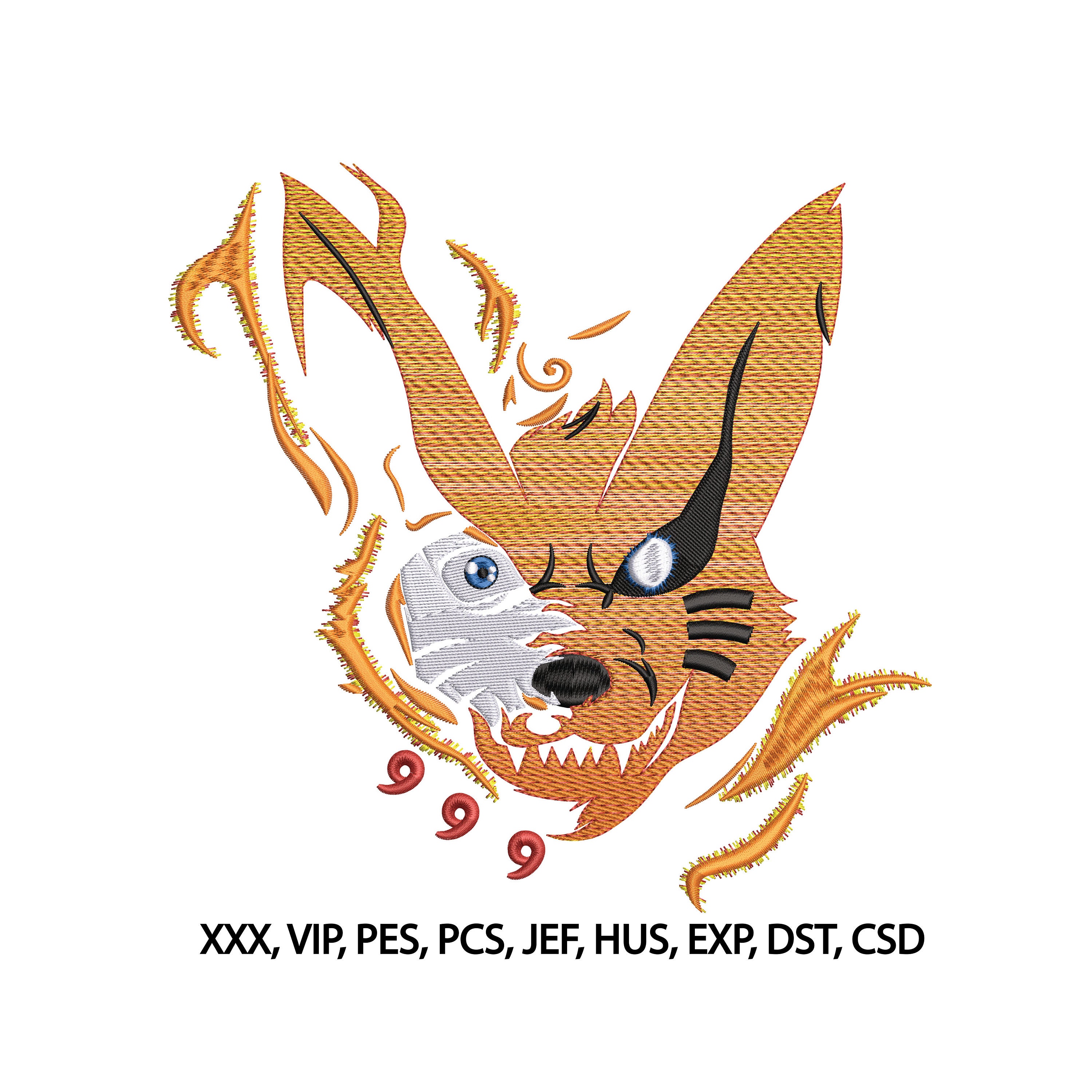 Premium Anime Embroidery Design, Kurama, Naruto, 3.8