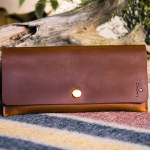 Full Grain Leather Long Wallet - Sleek, Timeless Women's Essential, Gains Character with Age, Perfect Gift image 2