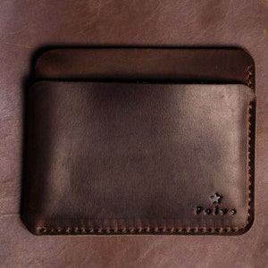 Portefeuille plat minimaliste en cuir véritable - Cuir pleine fleur