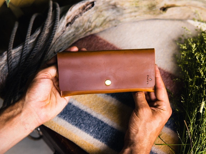 Full Grain Leather Long Wallet - Sleek, Timeless Women's Essential, Gains Character with Age, Perfect Gift image 4