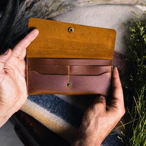 Full Grain Leather Long Wallet - Sleek, Timeless Women's Essential, Gains Character with Age, Perfect Gift image 6