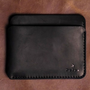 Portefeuille fin en cuir - Portefeuille plat minimaliste pleine fleur, style classique, cartes et espèces, patine unique, cadeau pour homme