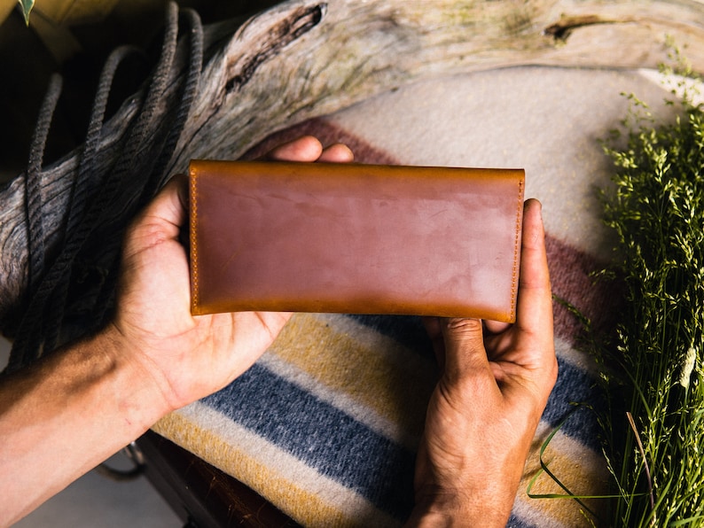 Full Grain Leather Long Wallet - Sleek, Timeless Women's Essential, Gains Character with Age, Perfect Gift image 5