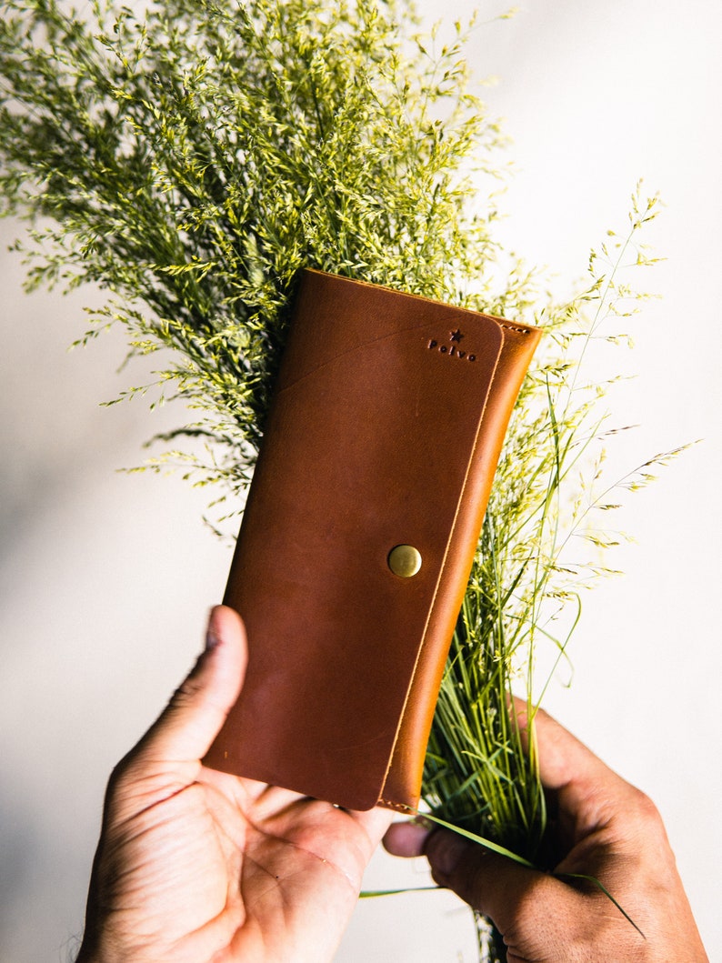 Full Grain Leather Long Wallet - Sleek, Timeless Women's Essential, Gains Character with Age, Perfect Gift image 7