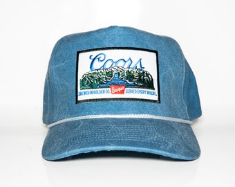 écusson paysage Coors vintage sur structure ajustée camionneur snapback vintage en corde, délavé à la pierre/corde blanche