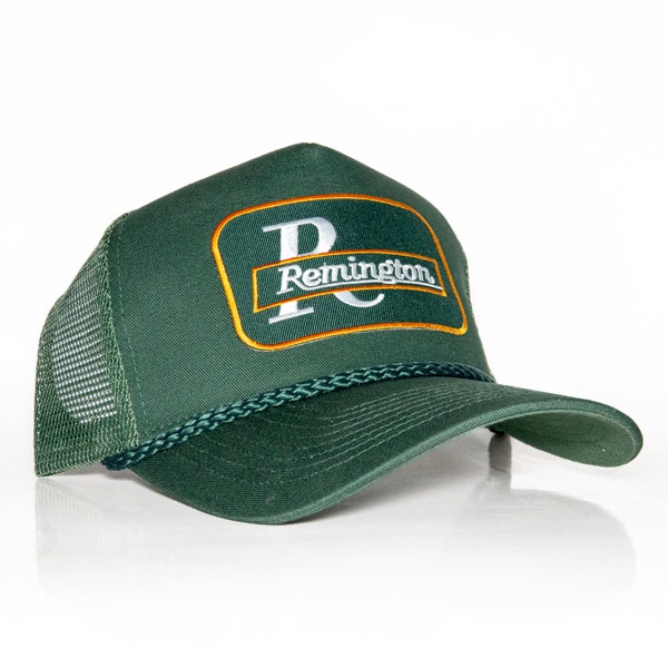 Remington Trucker Hat Patch Fitted Structure Mesh Hat Vintage Rope Snapback - Pine Green/Pine Green Rope