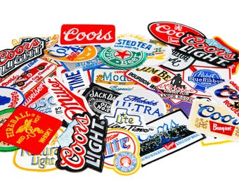 Western iron-on patches, cowgirl patches for hats, assorted iron-on patches for clothing, college drinking beer party patches and embroidery