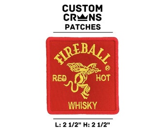 Fireball Whisky Iron on Patch Embroidered Patch Outdoors Fishing and Hunting Patches Party Birthday Drinking Beer Patches