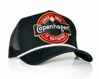 Copenhagen Embroidered Patch Cap Hat Trucker Mesh Snapback Chewing Snuff Dip Cha Vintage Copenhagen Snuff patch on a Richardson 112 trucker  main image 4