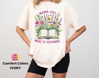 Reading Mom Comfort Colors Shirt, Floral Book Lover Tee