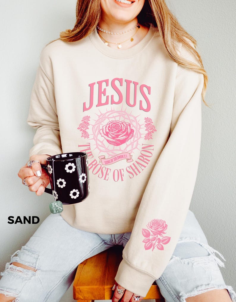 Christian Sweatshirt Bible Verse Shirts Jesus Clothing Christian Flower Apparel Floral Aesthetic Sleeve Sweat Shirt Womens Faith Based Gifts