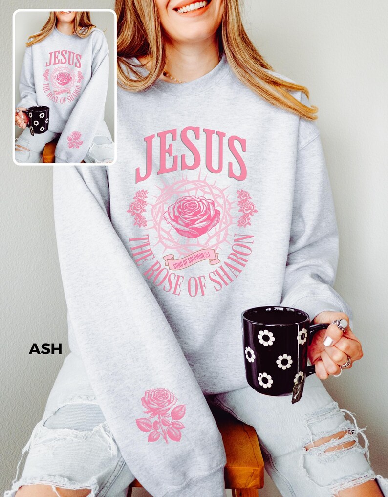 Christian Sweatshirt Bible Verse Shirts Jesus Clothing Christian Flower Apparel Floral Aesthetic Sleeve Sweat Shirt Womens Faith Based Gifts