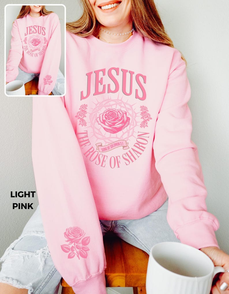 Christian Sweatshirt Bible Verse Shirts Jesus Clothing Christian Flower Apparel Floral Aesthetic Sleeve Sweat Shirt Womens Faith Based Gifts