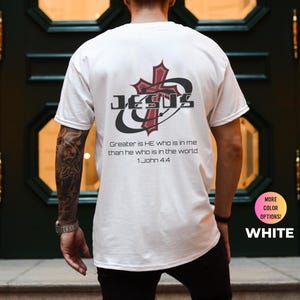Mens Christian Cross Shirt Bible Verse T Shirt Jesus Streetwear Trendy Christianity Crewneck Shirt for Men Faith Based Scripture Shirt Gift