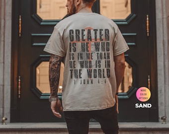 Camiseta cristiana para hombre: Camiseta gráfica con versículo bíblico, regalo de bautismo